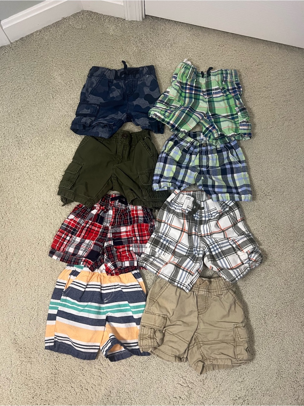8 pairs of Gymboree 12-18 month shorts - Green, Blue, Red, Khaki, Navy, White